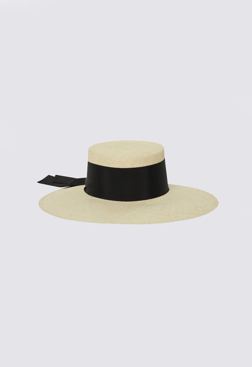 Jac+Jack Rae Straw Boater Hat - Natural/Black